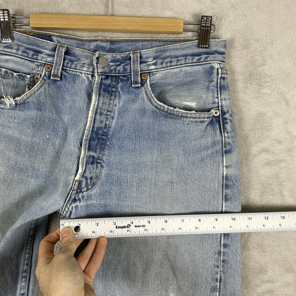Vtg Levis 501 Jeans Mens 32x34 (fit 30x32) Made in USA 90s Distressed Thrashed